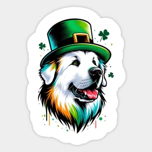 Great Pyrenees Enjoys Saint Patrick's Day Fest Sticker